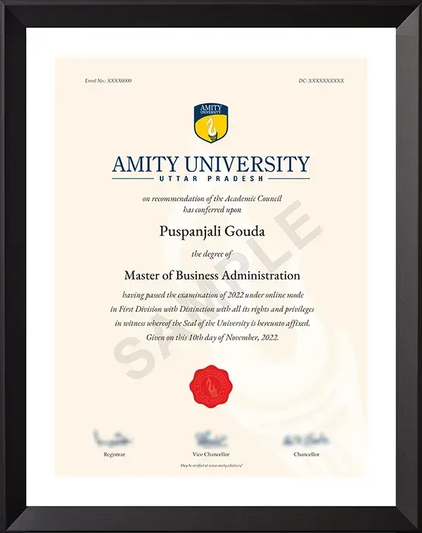 Sample Online Degree Certificate