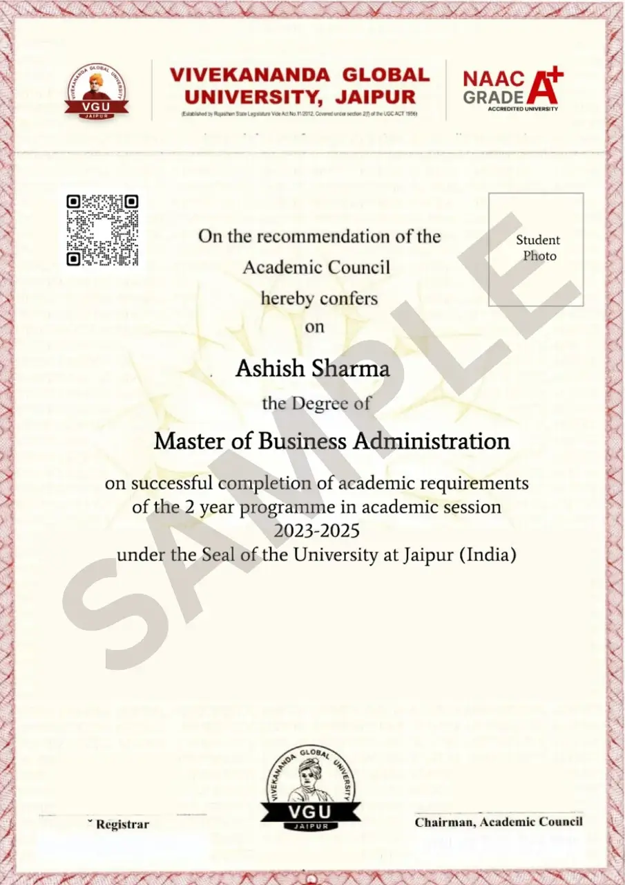 Sample Online Degree Certificate